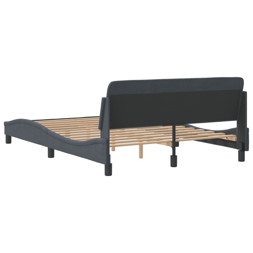 Bed frame without mattress dark grey 140x200 cm velvet
