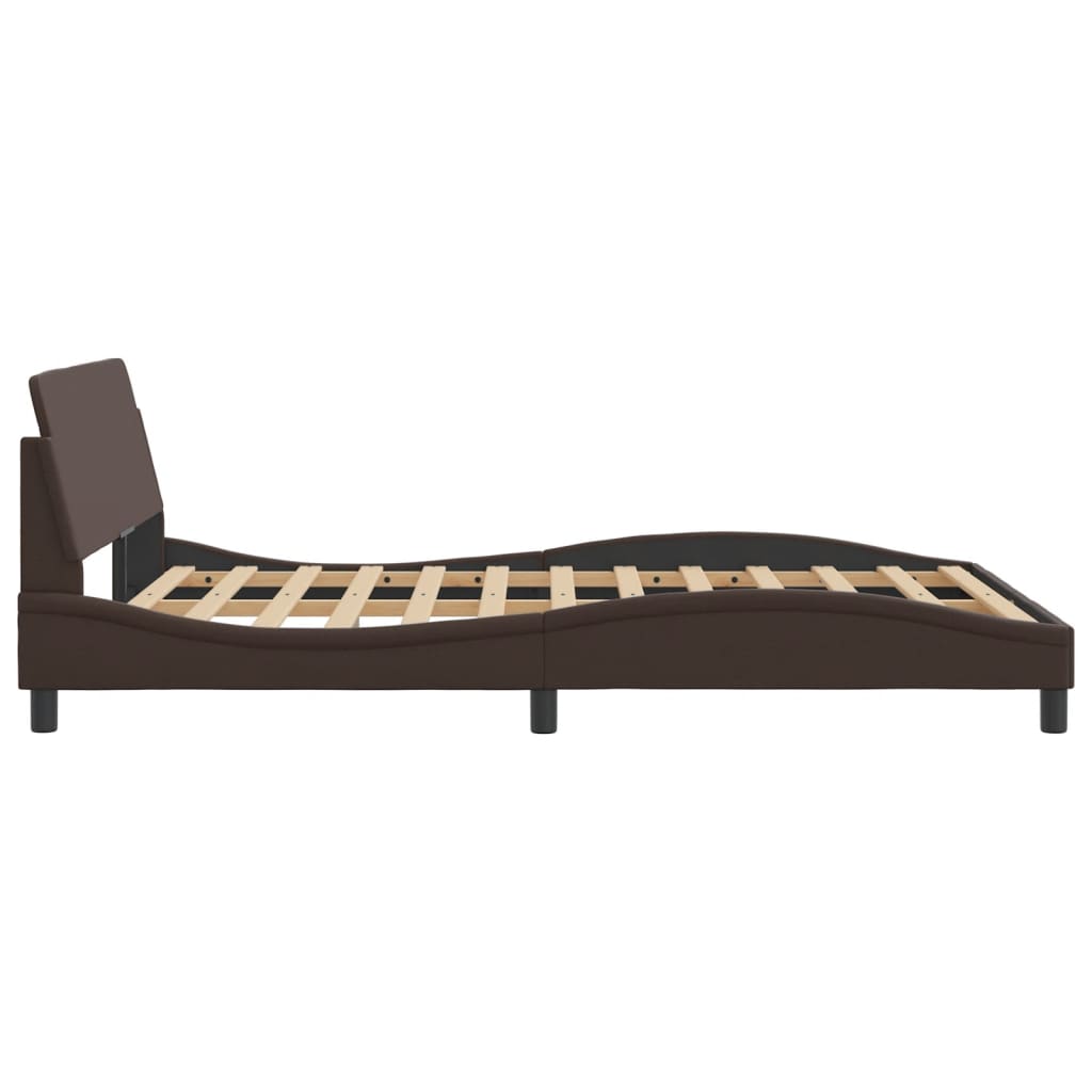 Bed frame with headboard brown 140x200 cm artificial leather