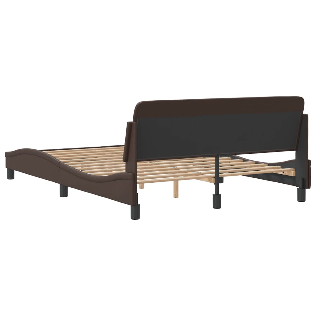 Bed frame with headboard brown 140x200 cm artificial leather