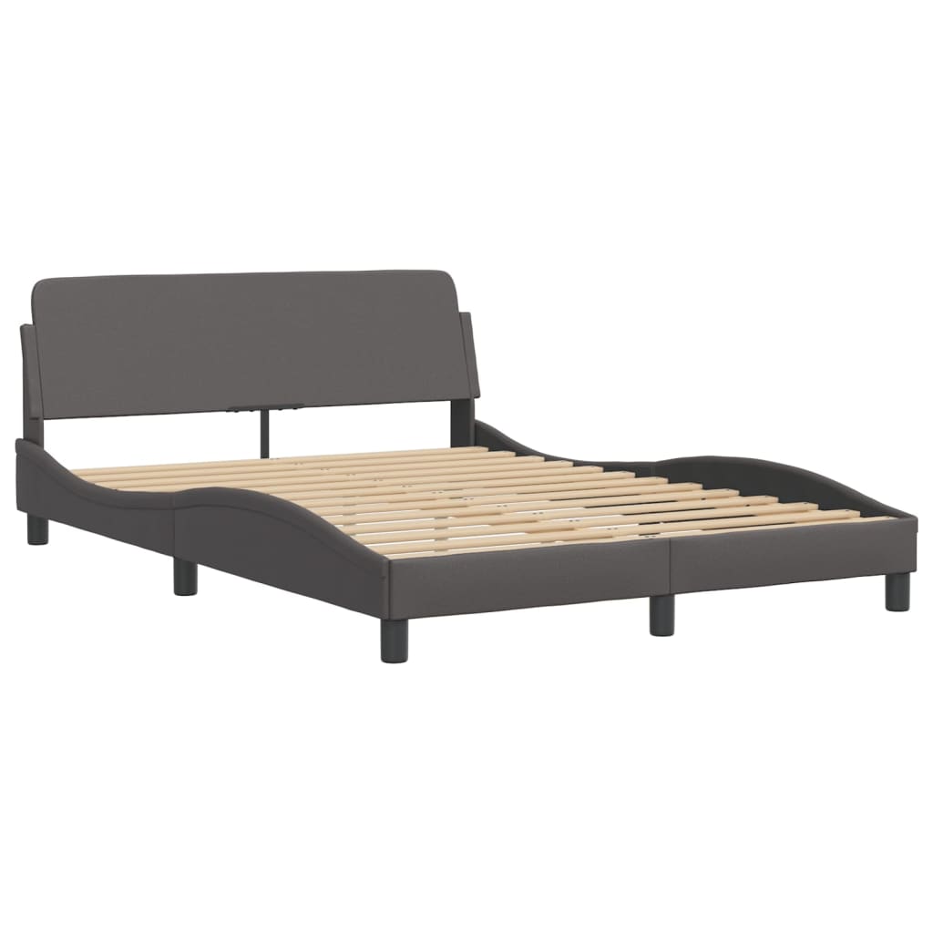 Bed frame with headboard gray 140x200 cm artificial leather