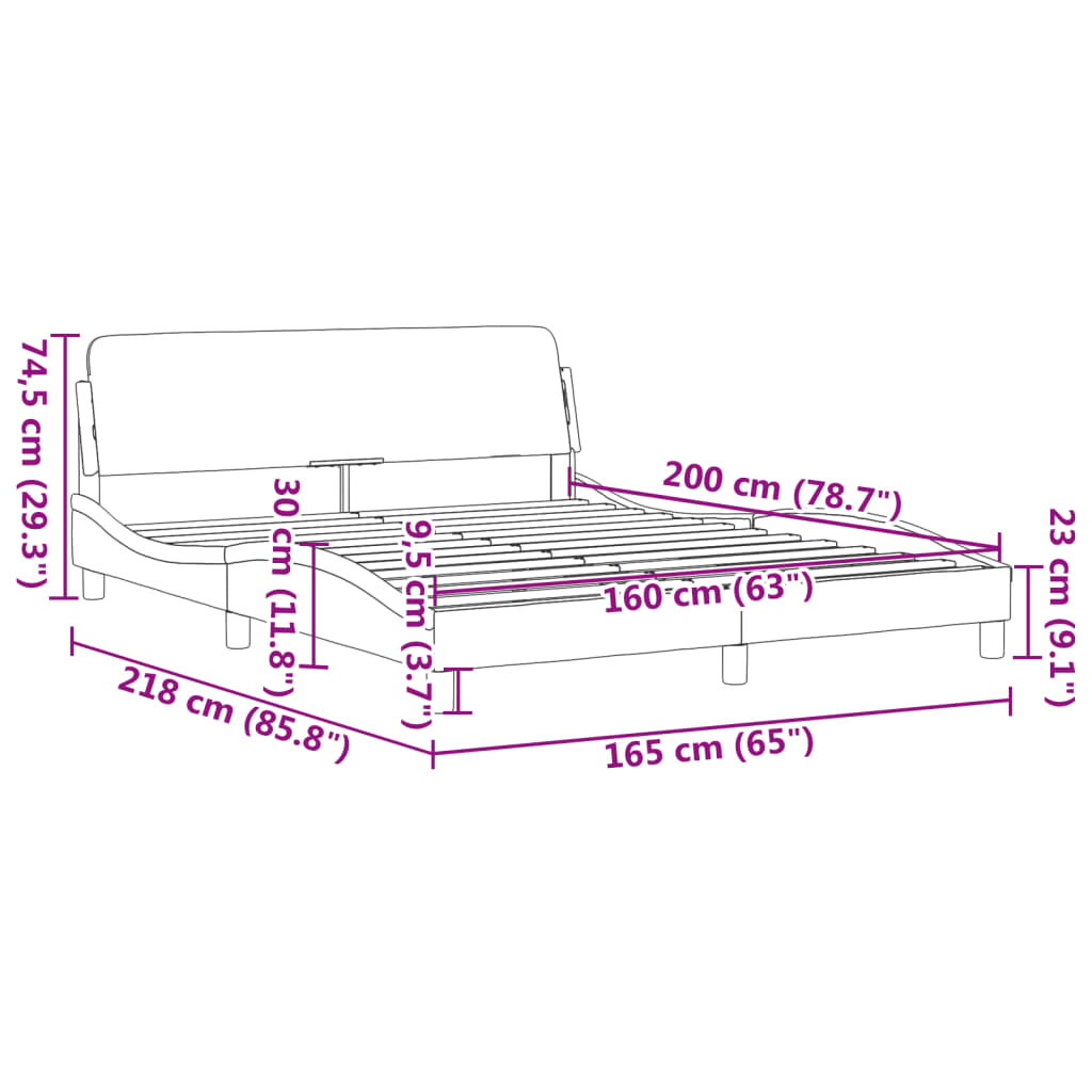 Bettgestell "Dover" Schwarz 160x200 cm Stoff