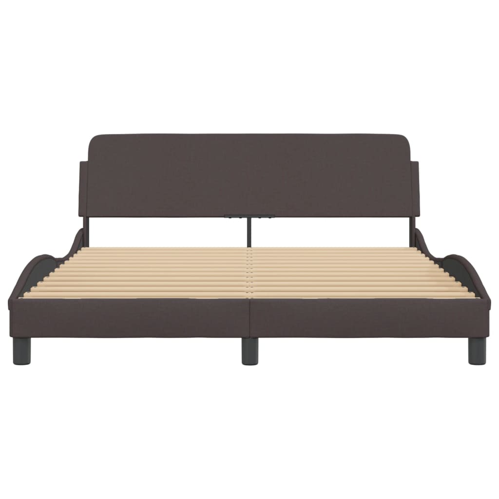 Bed frame without mattress dark brown 160x200 cm fabric