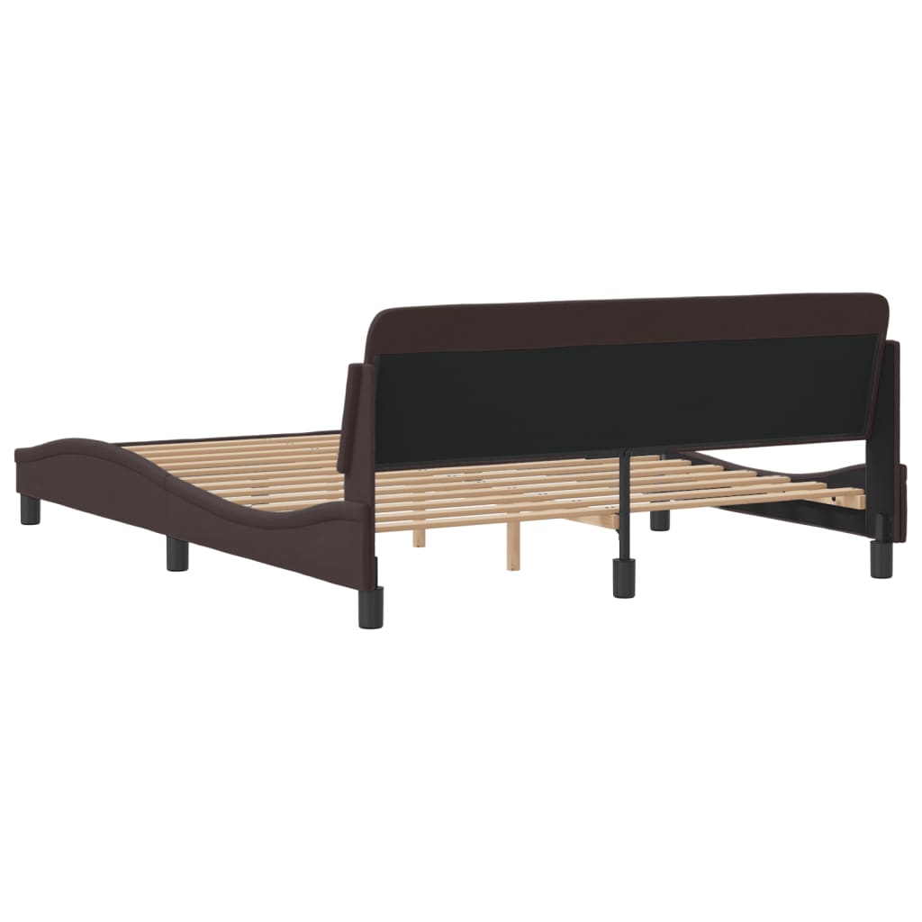 Bed frame without mattress dark brown 160x200 cm fabric