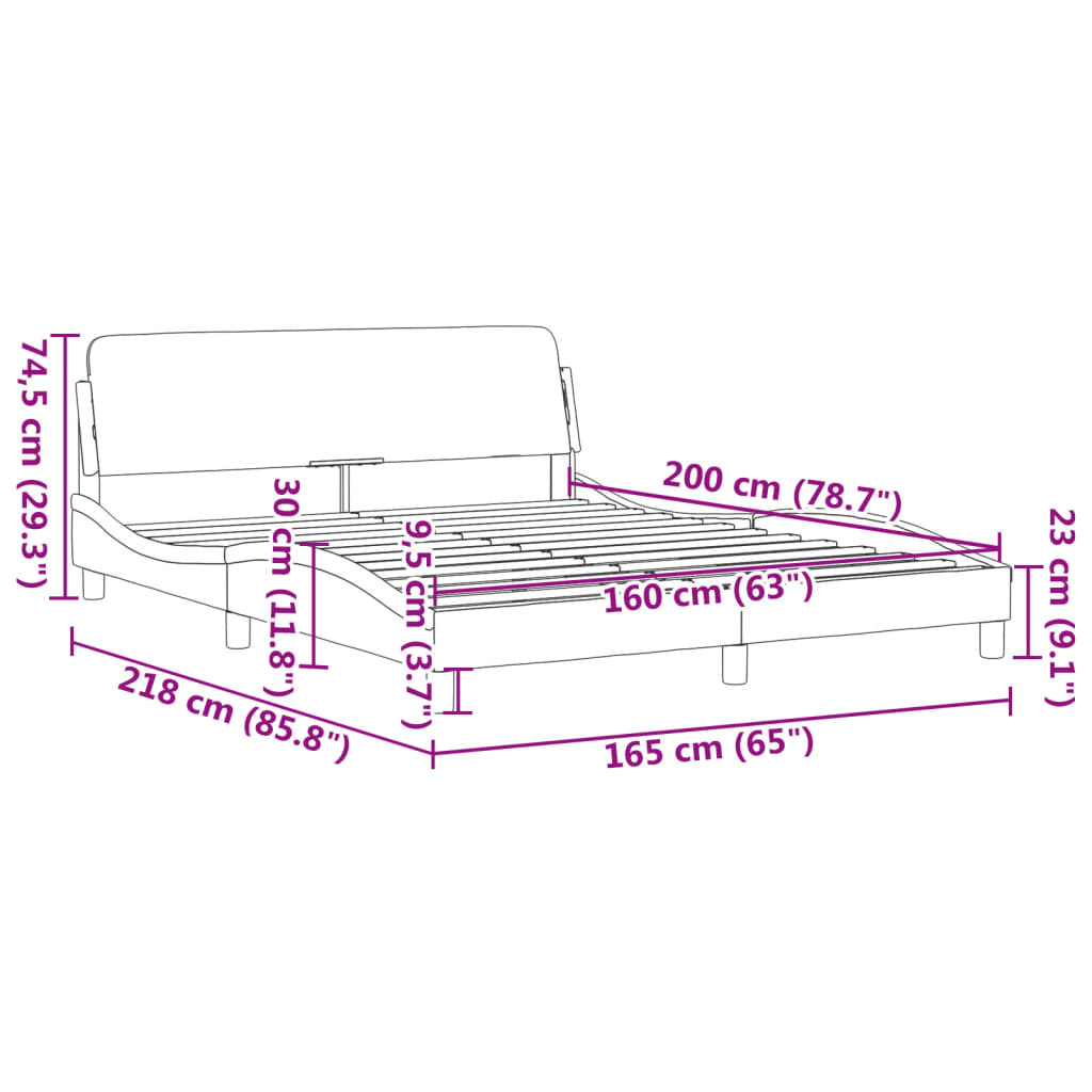 Bettgestell "Dover" Creme 160x200 cm Stoff