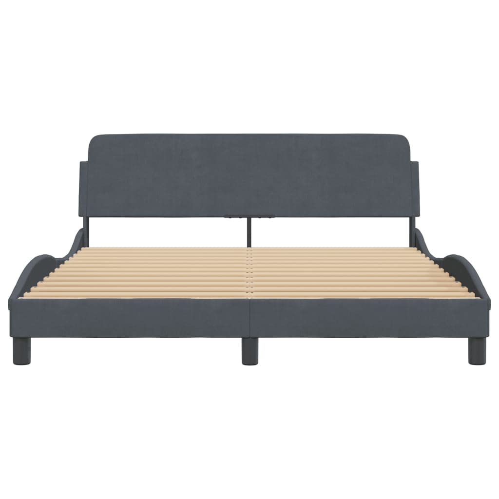 Bed frame without mattress dark grey 160x200 cm velvet