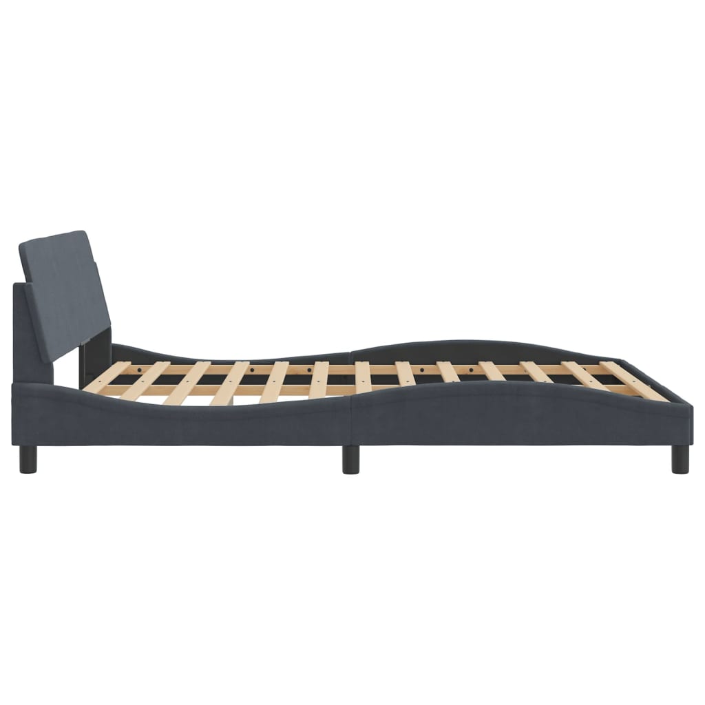 Bed frame without mattress dark grey 160x200 cm velvet
