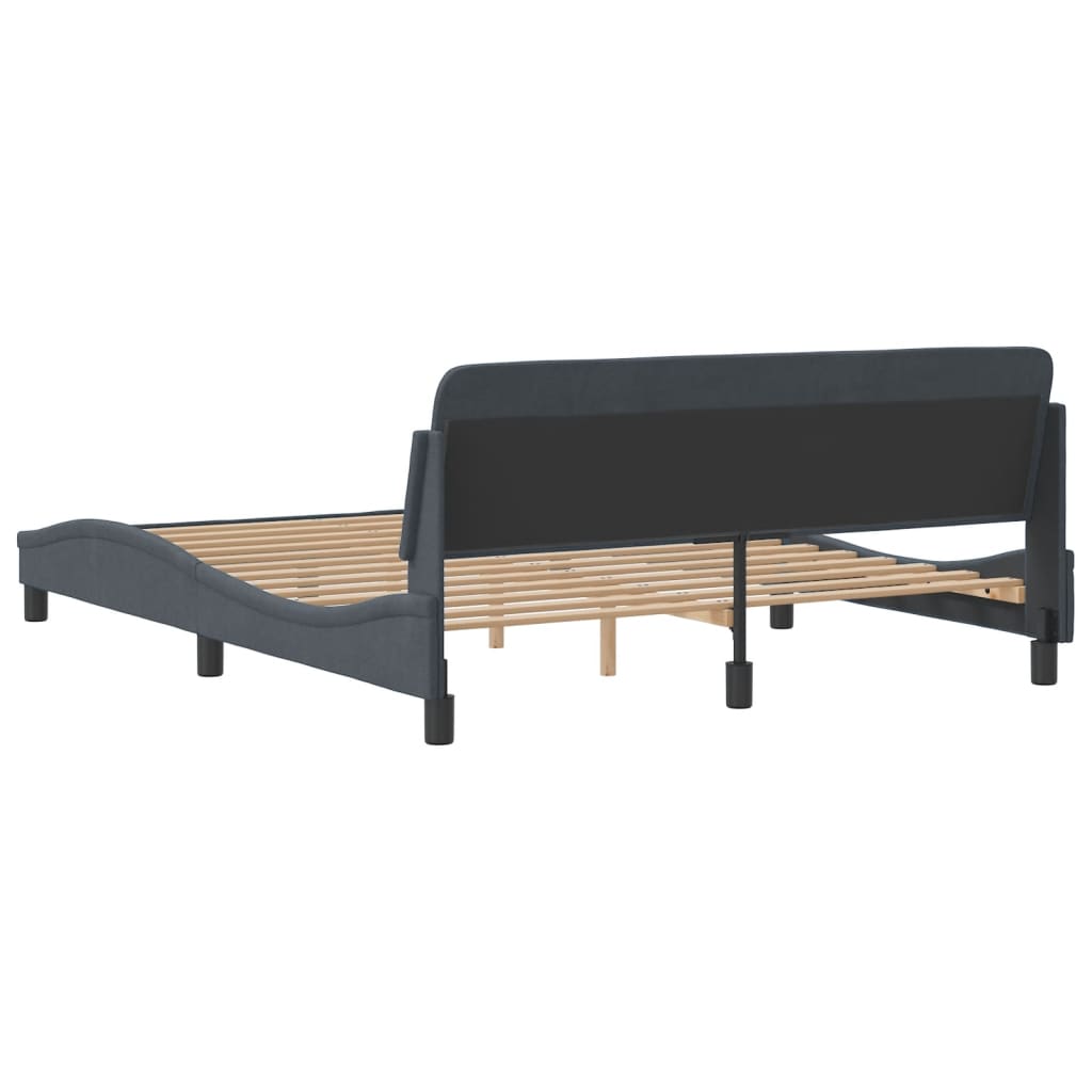 Bed frame without mattress dark grey 160x200 cm velvet