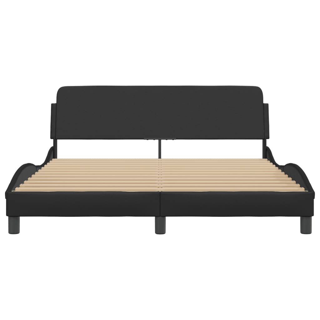 Bed frame with headboard black 160x200 cm artificial leather