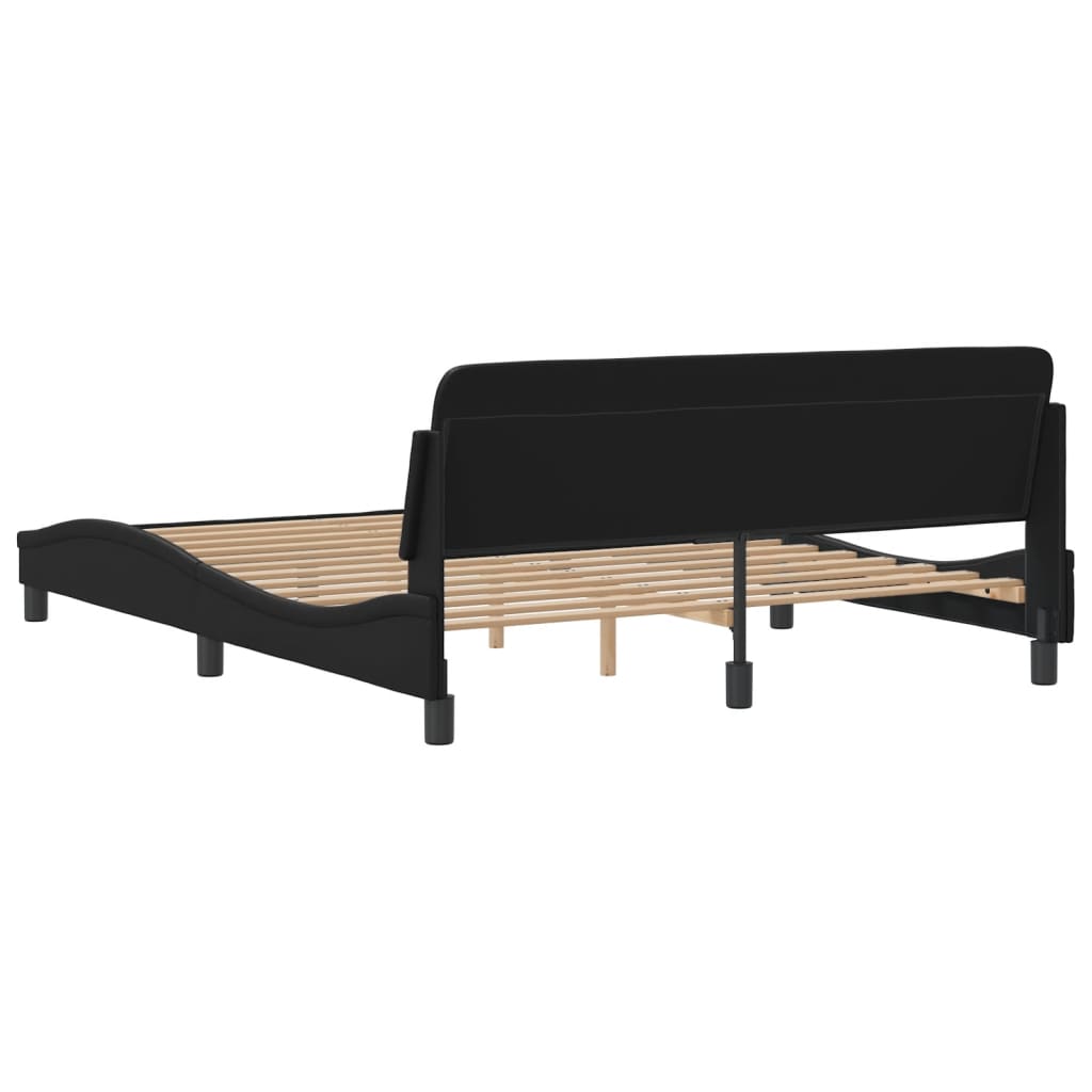 Bed frame with headboard black 160x200 cm artificial leather
