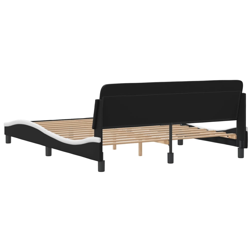 Bettgestell "Dover" Schwarz und Weiß 160x200 cm Kunstleder