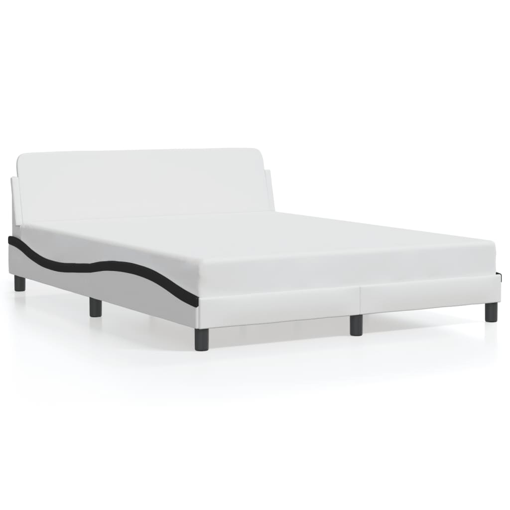 Bed frame with headboard white and black 160x200 cm artificial leather
