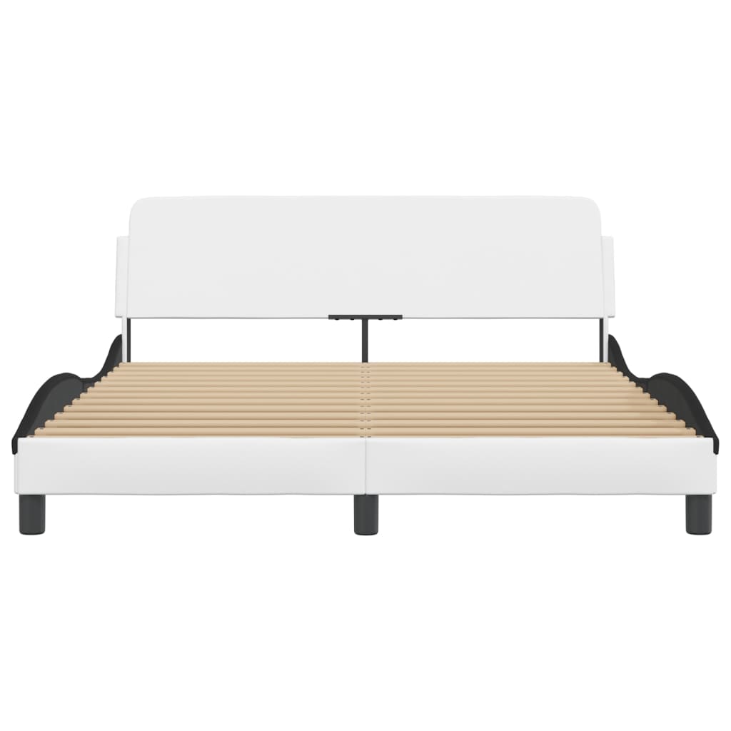 Bed frame with headboard white and black 160x200 cm artificial leather