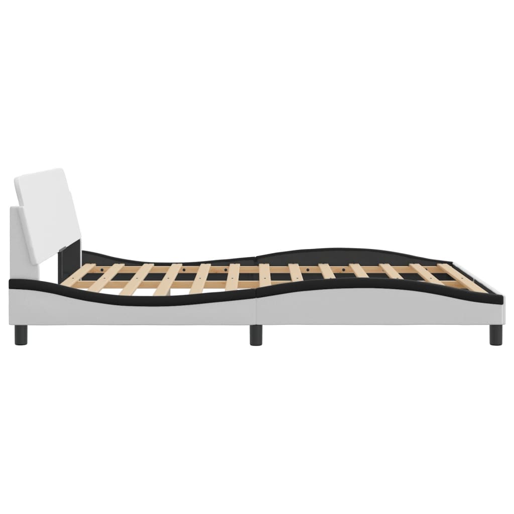 Bed frame with headboard white and black 160x200 cm artificial leather