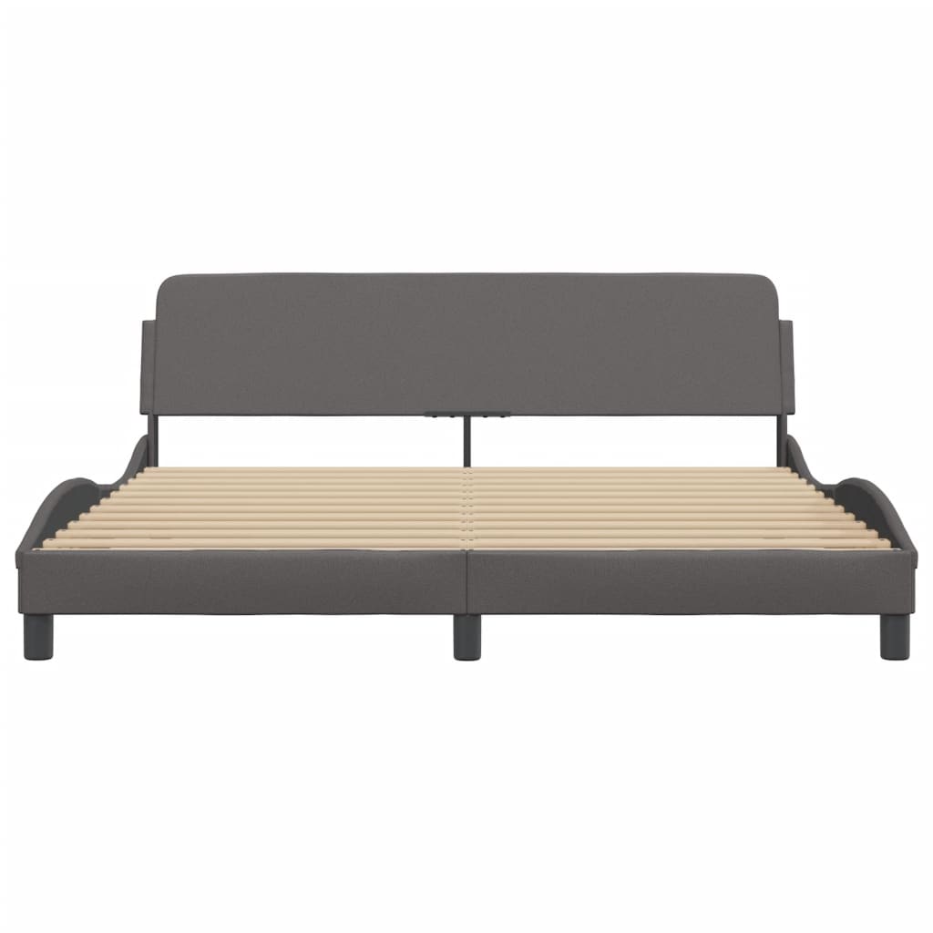 Bed frame with headboard gray 180x200 cm artificial leather