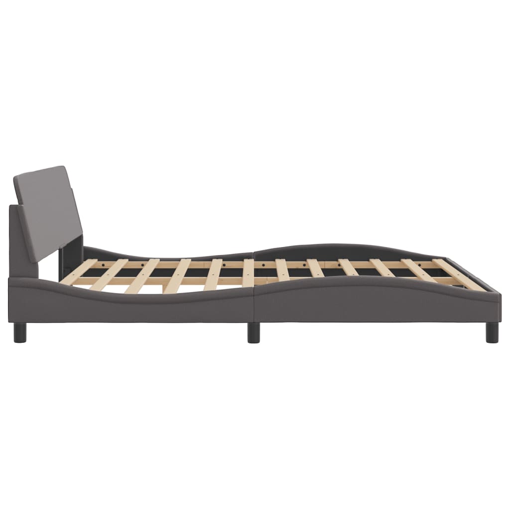 Bed frame with headboard gray 180x200 cm artificial leather