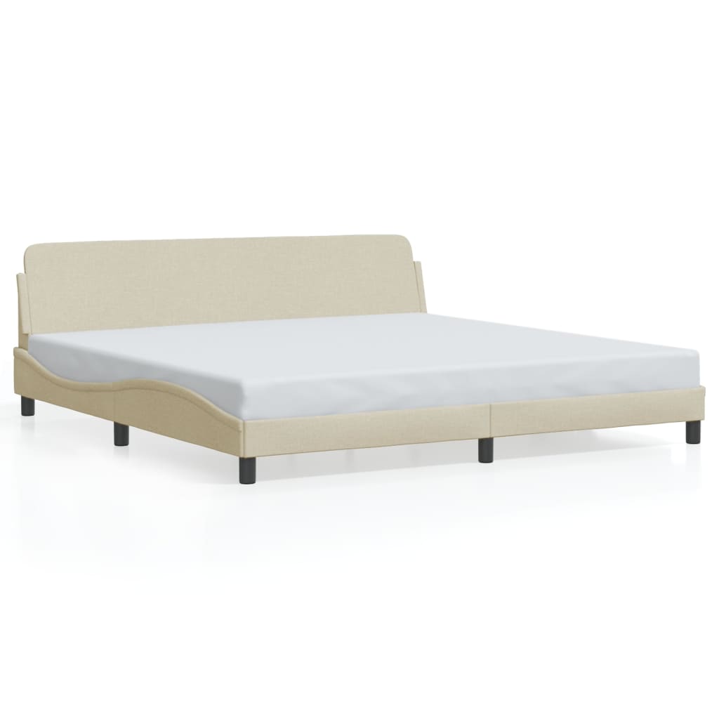 Bed frame without mattress cream 200x200 cm fabric