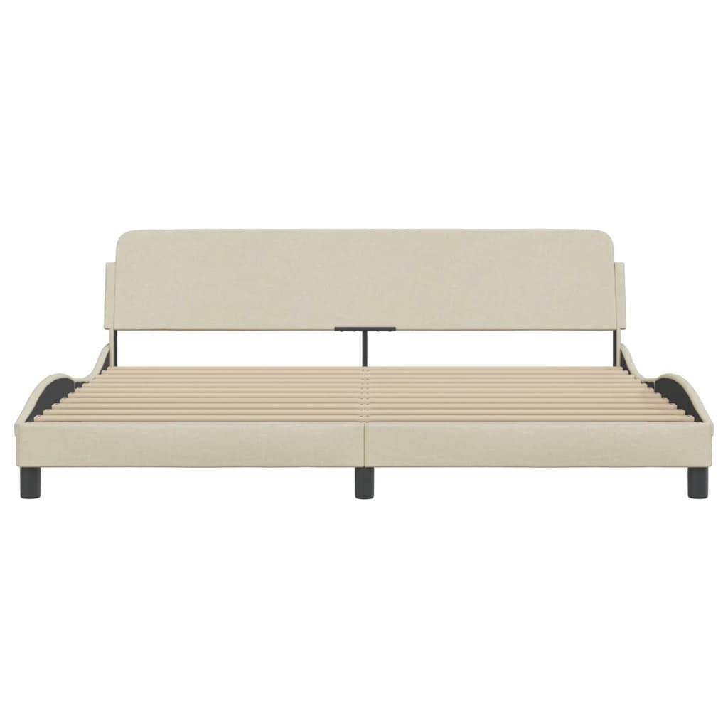 Bed frame without mattress cream 200x200 cm fabric
