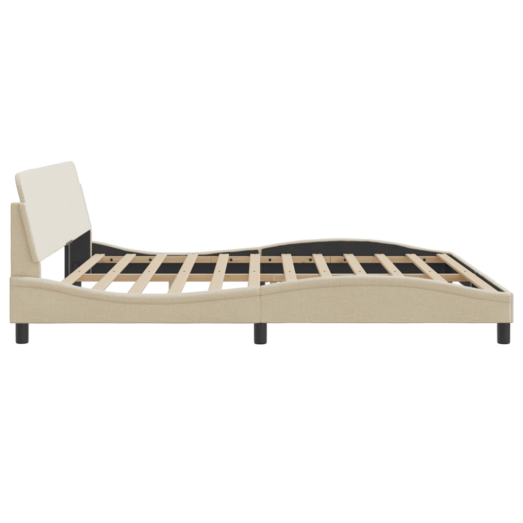 Bed frame without mattress cream 200x200 cm fabric