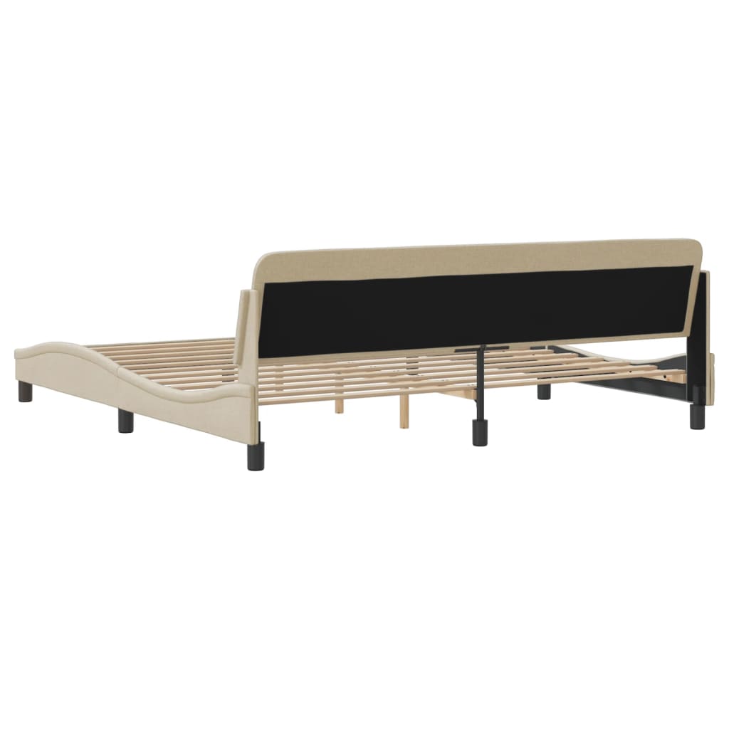 Bed frame without mattress cream 200x200 cm fabric
