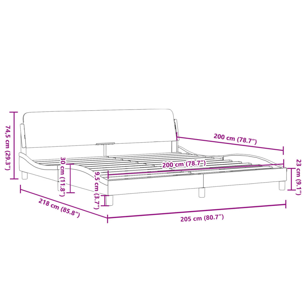 Bed frame without mattress cream 200x200 cm fabric