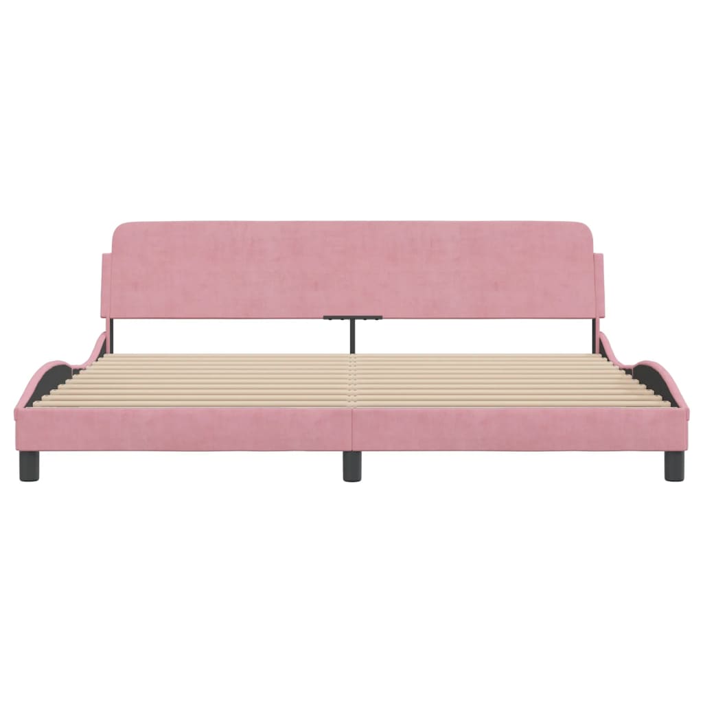 Bed frame with headboard pink 200x200 cm velvet