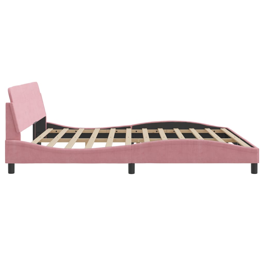 Bed frame with headboard pink 200x200 cm velvet