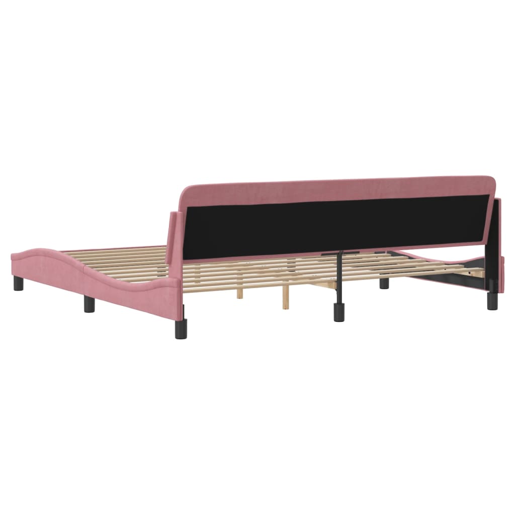 Bed frame with headboard pink 200x200 cm velvet