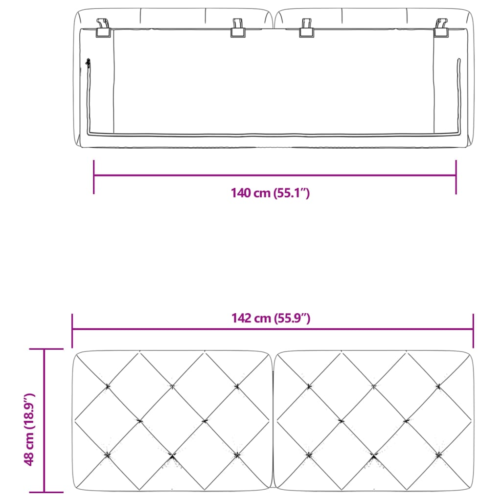 Kopfteil-Kissen Rosa 140 cm Samt