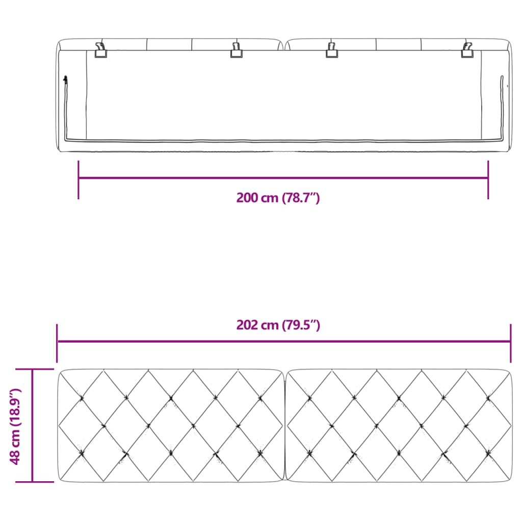 Kopfteil-Kissen Rosa 200 cm Samt