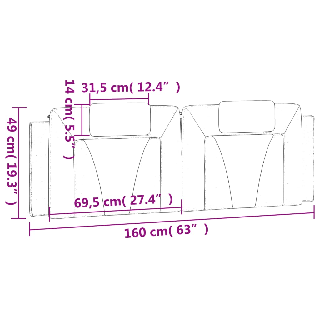 Kopfteil-Kissen "Viana" Weiß und Schwarz 160 cm Kunstleder