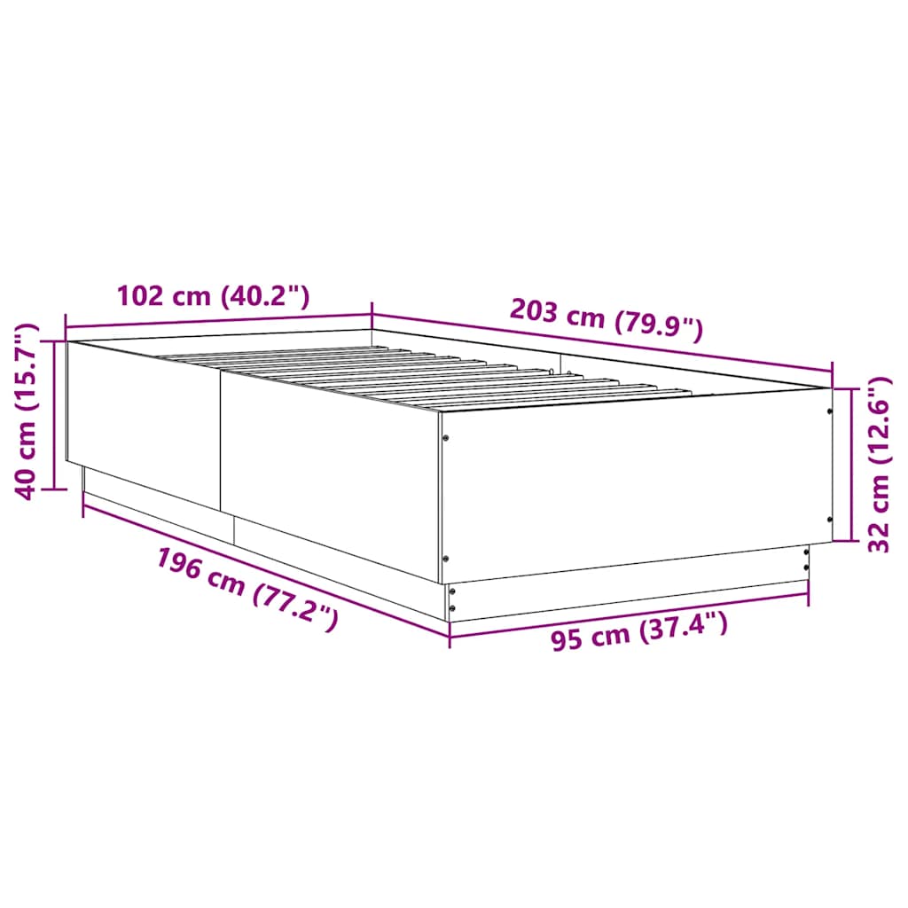 Bettgestell Sonoma-Eiche 100x200 cm Holzwerkstoff