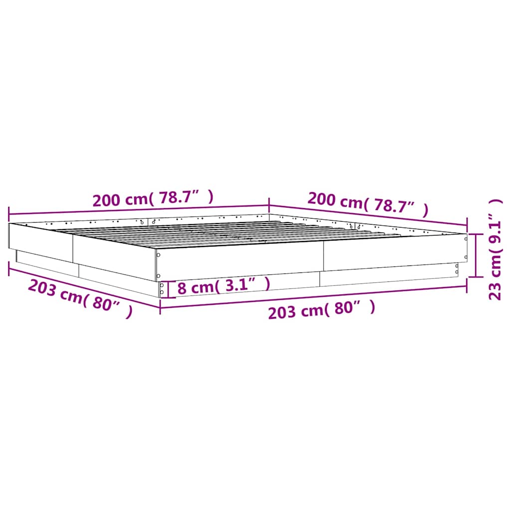 Bettgestell Sonoma-Eiche 200x200 cm Holzwerkstoff