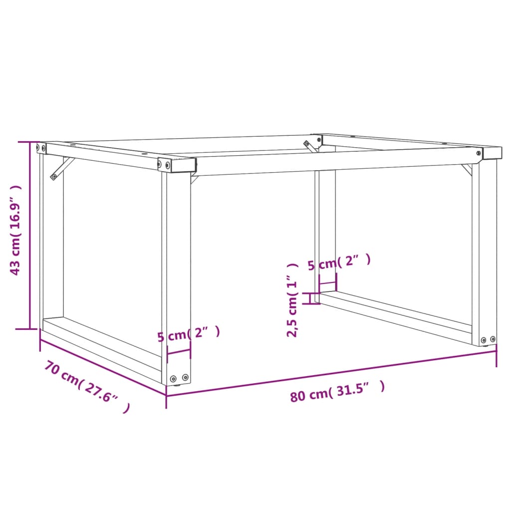 Couchtischbeine O-Gestell 80x70x43 cm Stahl