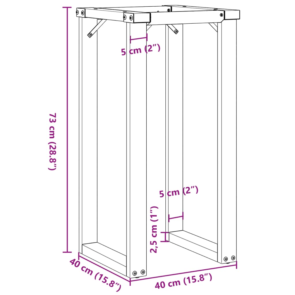 Esstisch-Gestell in O-Form 40x40x73 cm Stahl