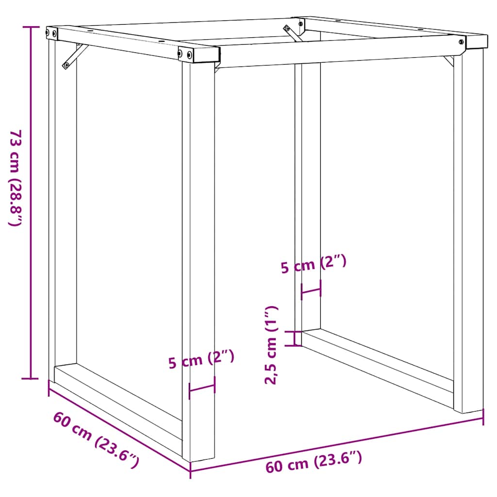 Esstisch-Gestell in O-Form 60x60x73 cm Stahl