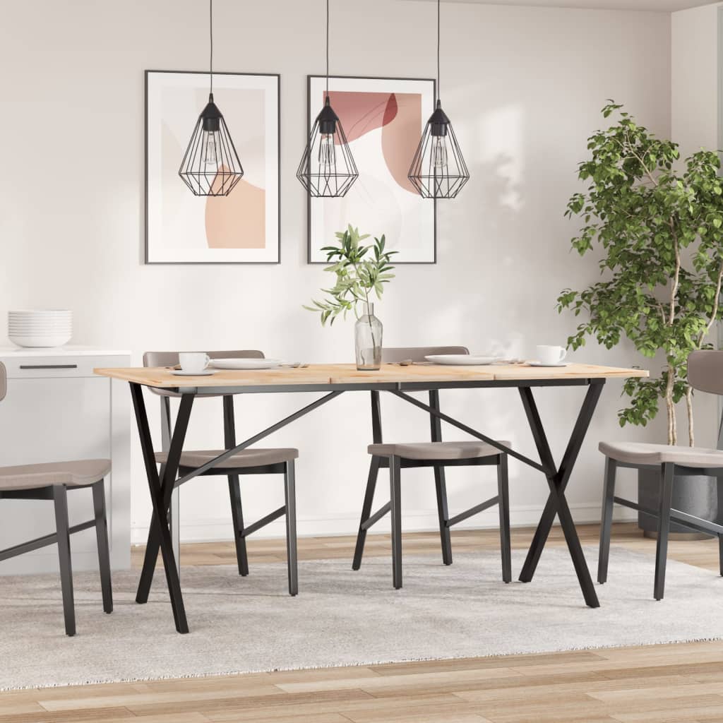 Table à manger en X avec structure en acier 140x60x73 cm