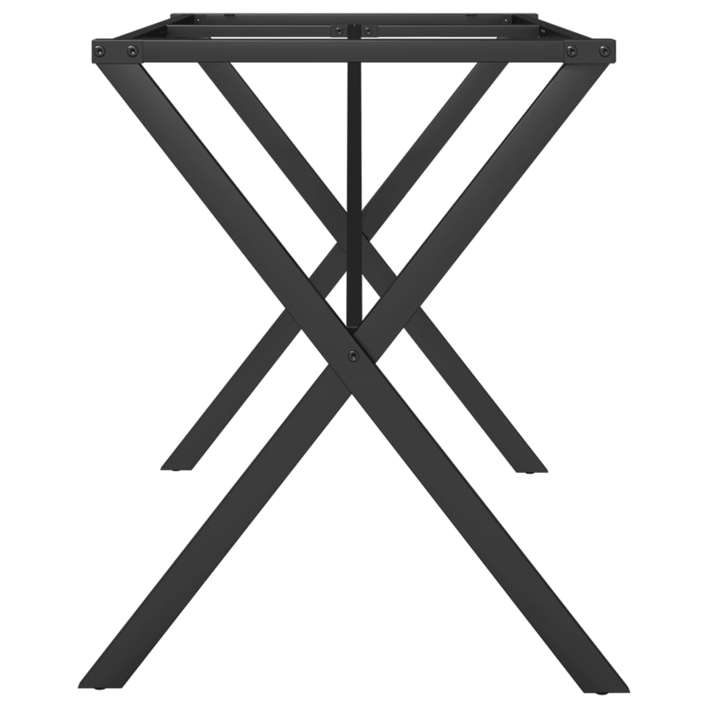 Table à manger en X avec structure en acier 140x60x73 cm