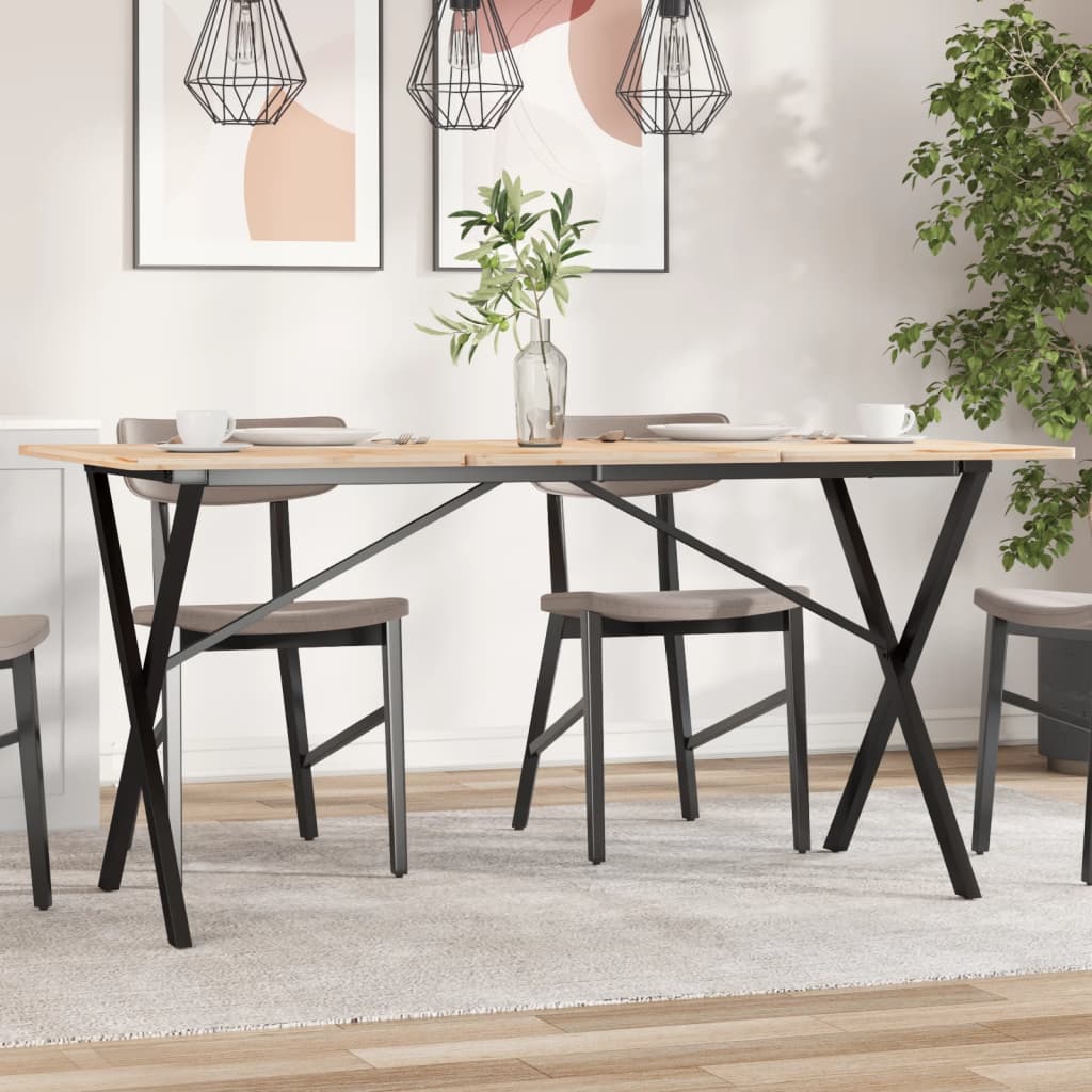 Table à manger en X avec structure en acier 140x60x73 cm