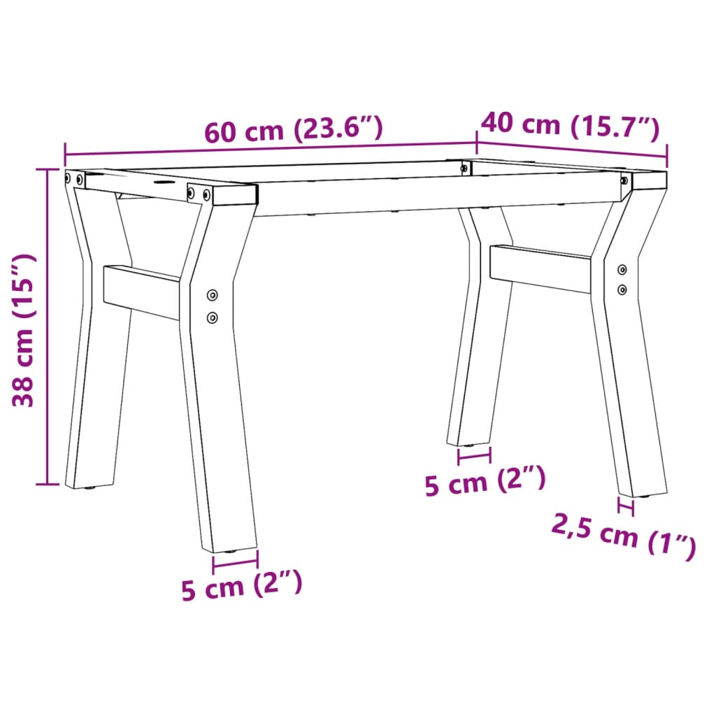 Couchtisch-Gestell in Y-Form 60x40x38 cm Stahl