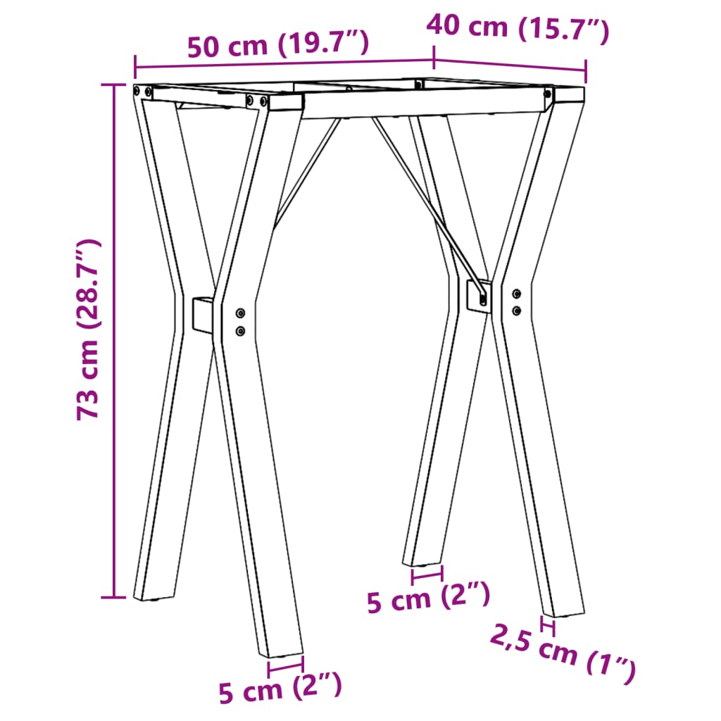 Table à manger en Y avec structure en acier 50x40x73 cm