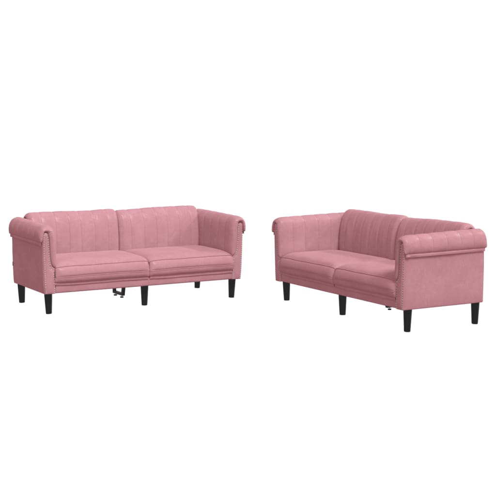 2-piece sofa set pink velvet