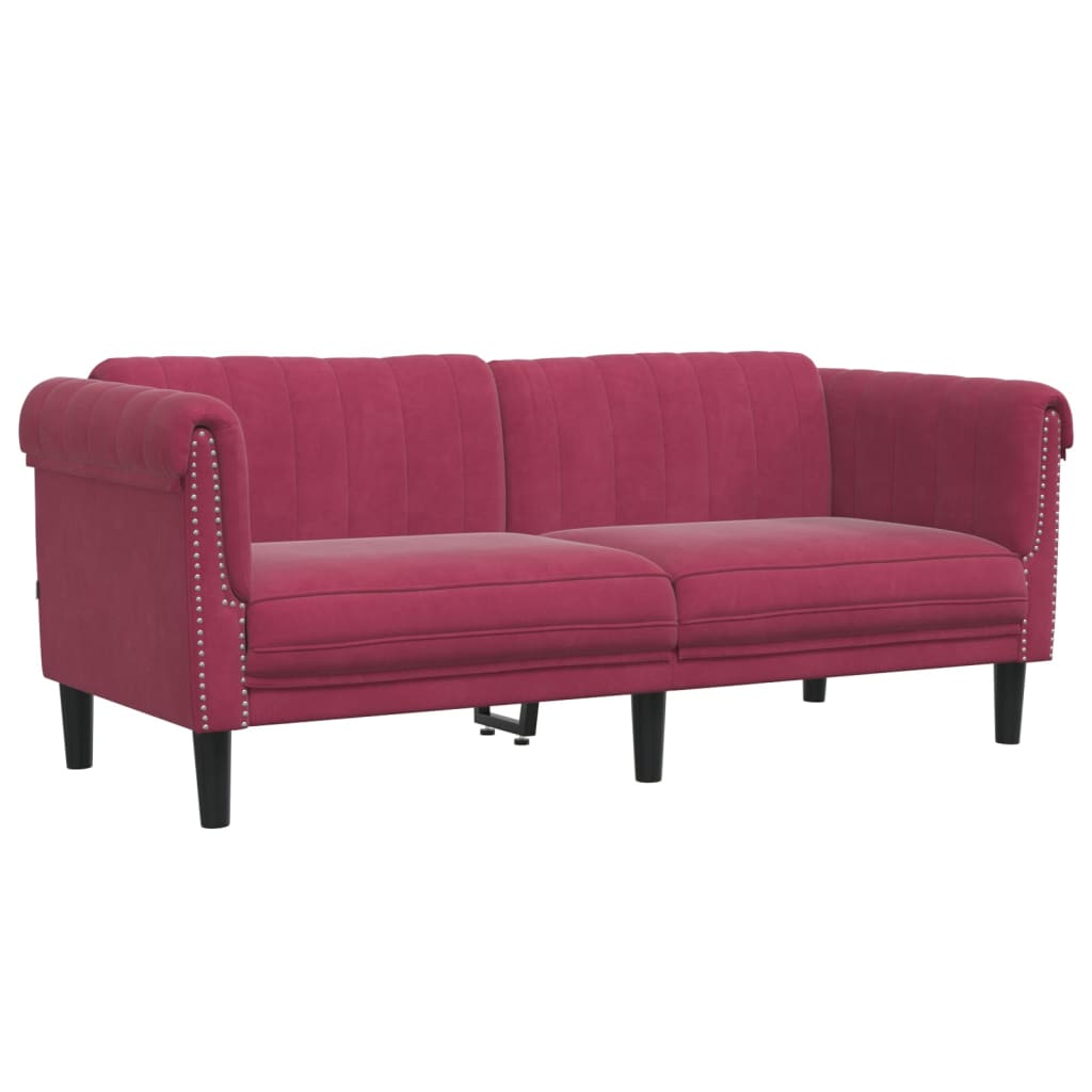 2 pcs. Sofa set wine red velvet