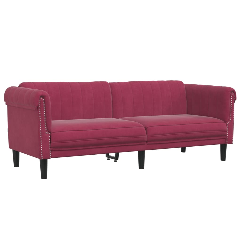 2 pcs. Sofa set wine red velvet