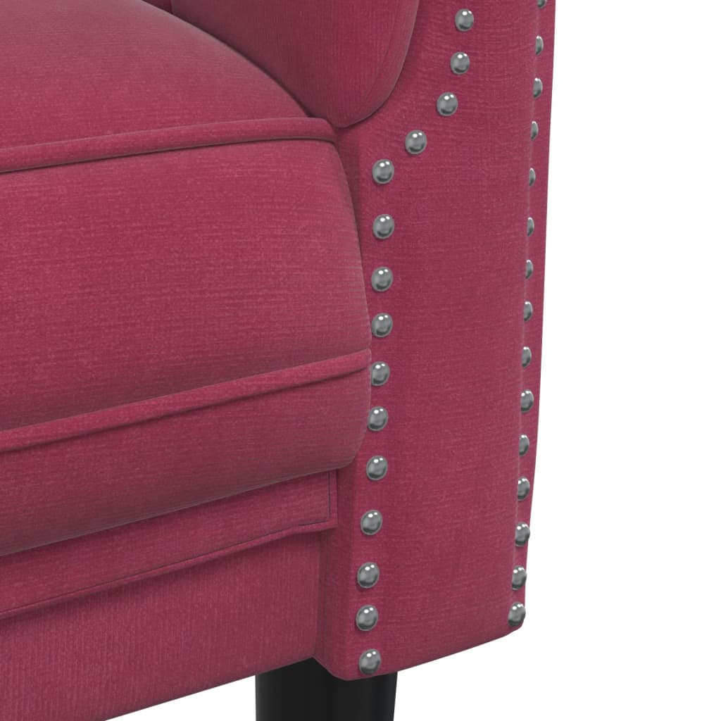 2 pcs. Sofa set wine red velvet