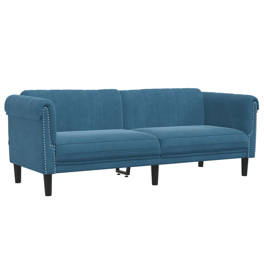 Ensemble de canapé 2 pièces en velours bleu