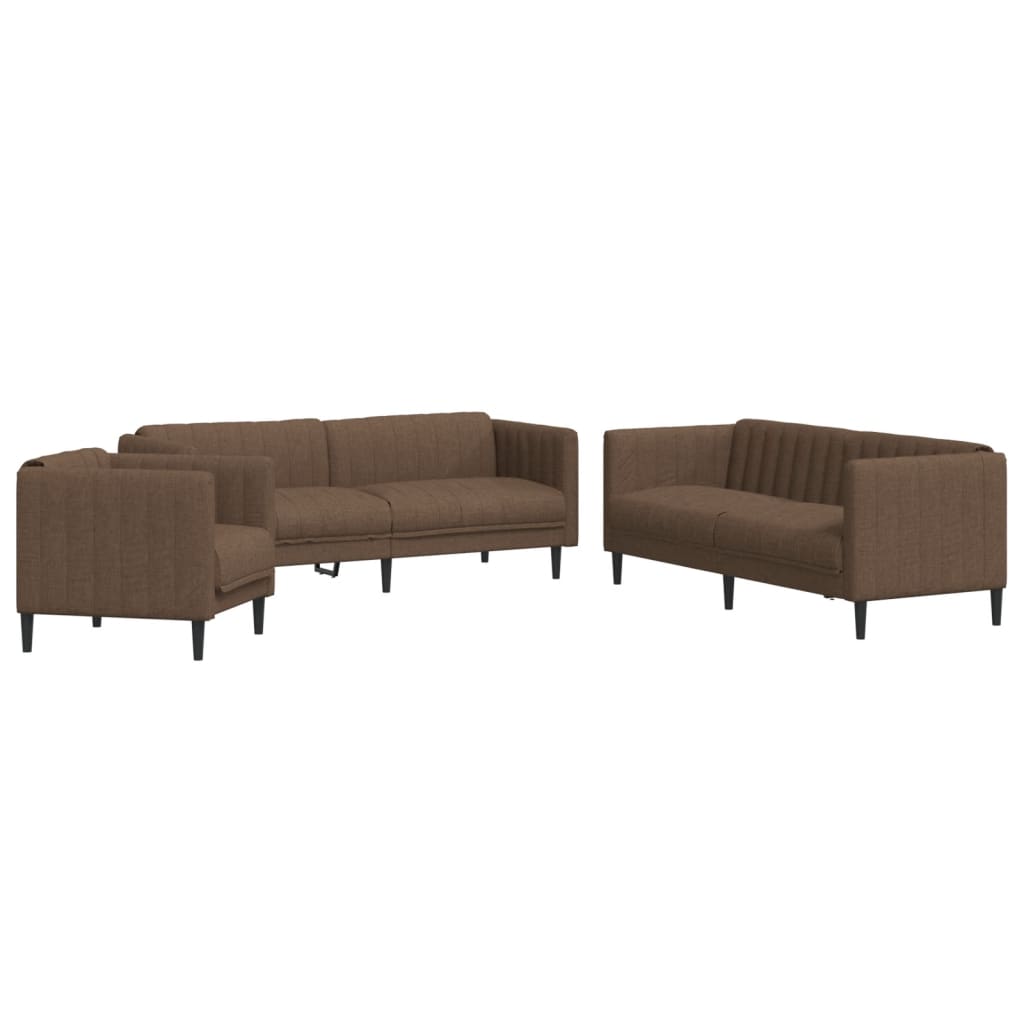 Ensemble de canapé 3 pièces en tissu marron