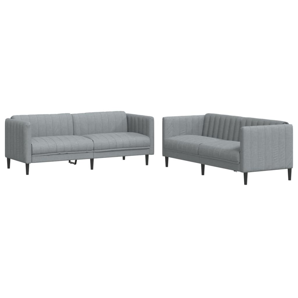 2-piece sofa set in light grey fabric