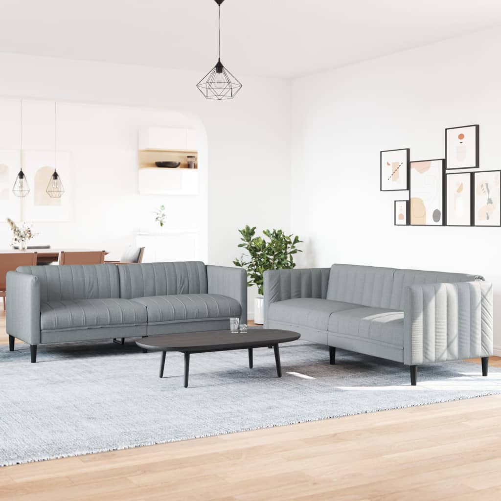 2-piece sofa set in light grey fabric