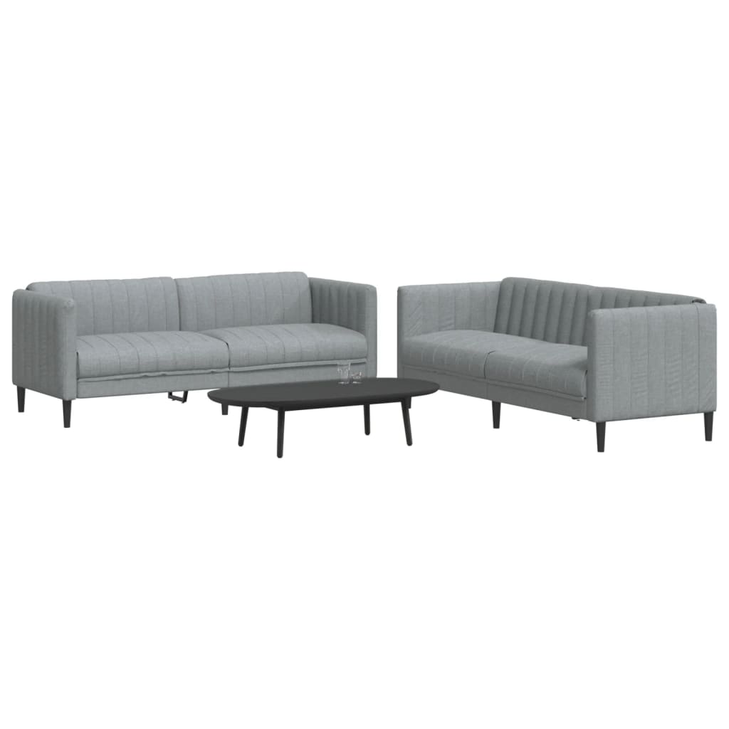 2-piece sofa set in light grey fabric