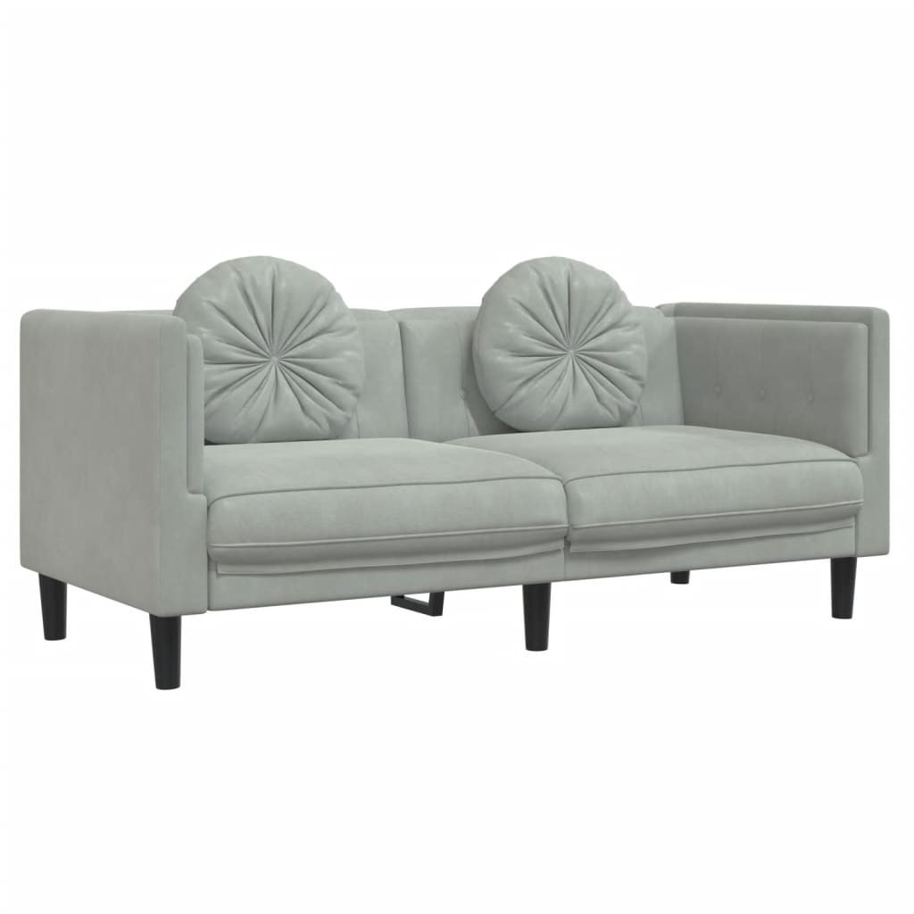 2-piece sofa set with cushions light grey velvet